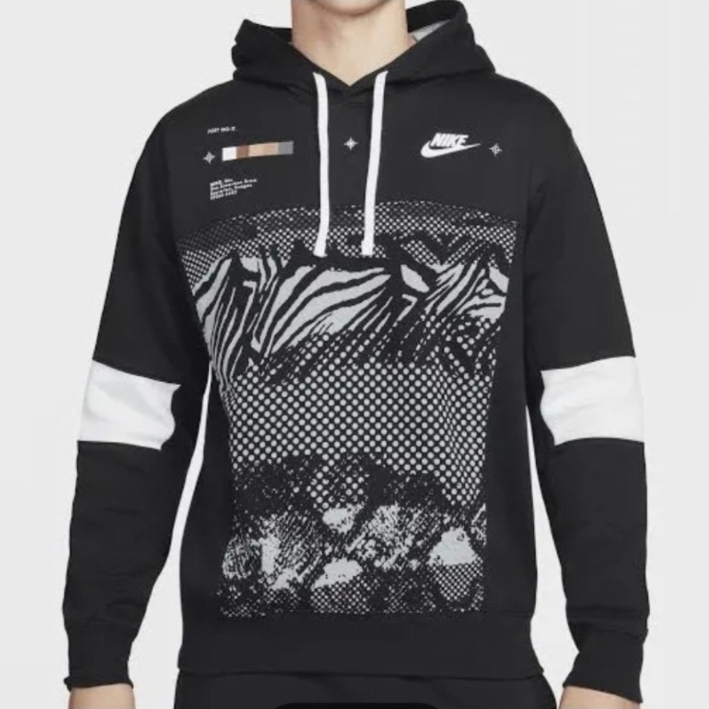 Nike Sportswear Worldwide Swoosh Fleece Hoodie Black Mens Medium
